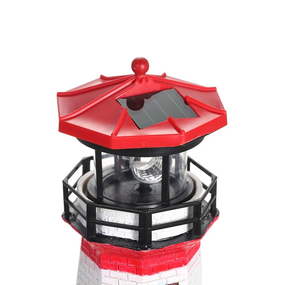 Solar Lighthouse with Rotating Lamp Garden Lights Outdoor Decorative LEDs Light for Path Yard Lawn Patio Drop shipping