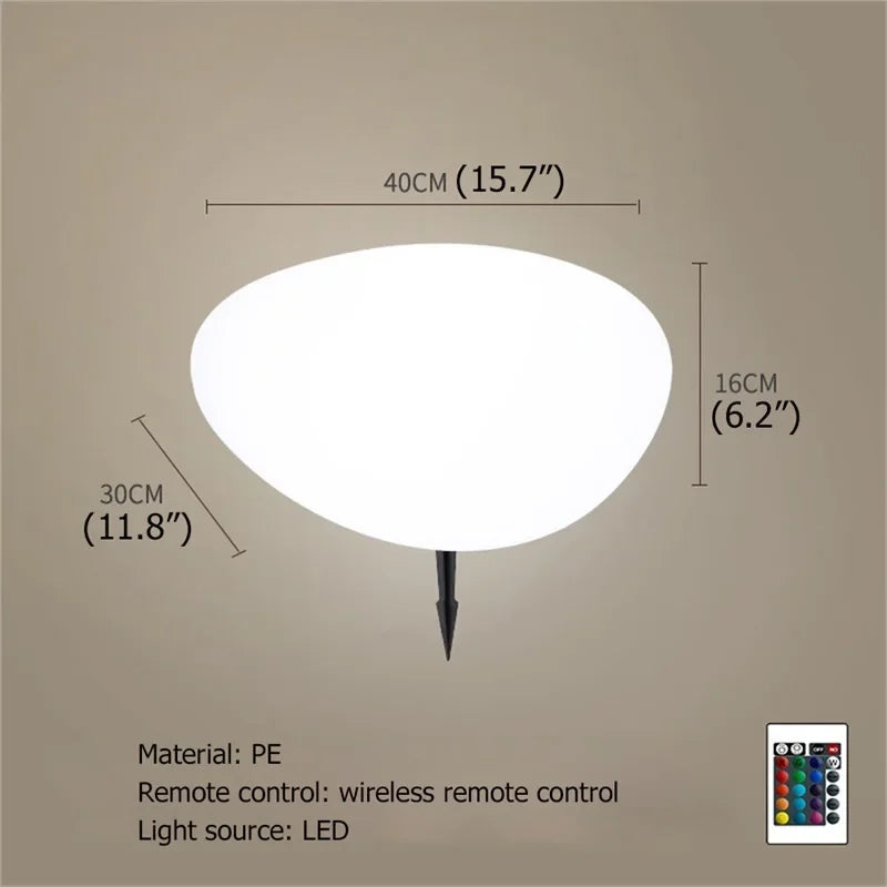 Solar Garden Lights Led Modern Creative White Stones Shape Waterproof IP65 with Remote Control Decor Home Courtyard Lawn Lamp