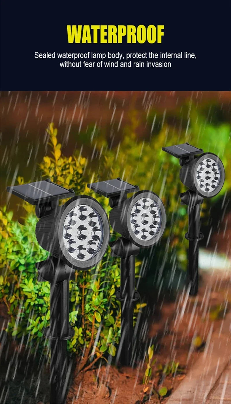 Solar Pathway Light Outdoor Waterproof Bright Monocrystalline Silicon Garden Decorate Light 9 LED Landscape Lamp for Yard Fenced