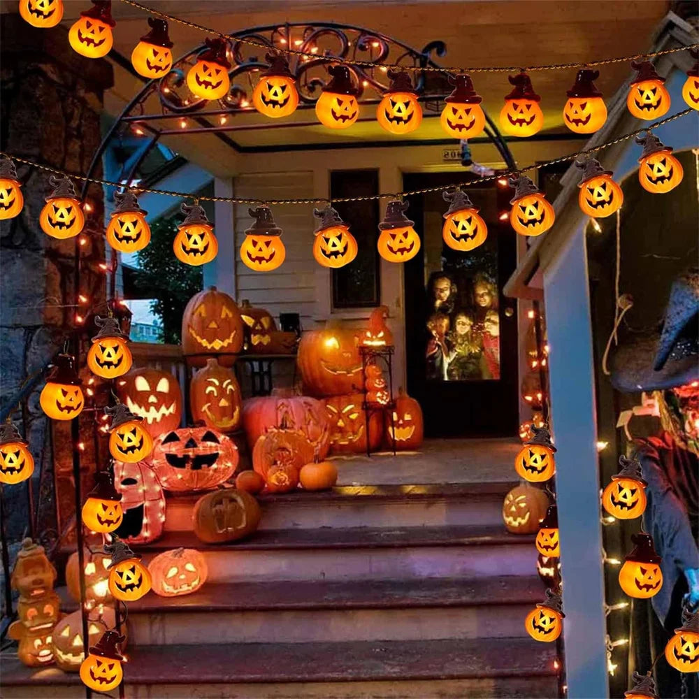 Solar Lights for Halloween Decorations Pumpkin Outdoor Spooky String Lights for Easter Garden Yard Decor