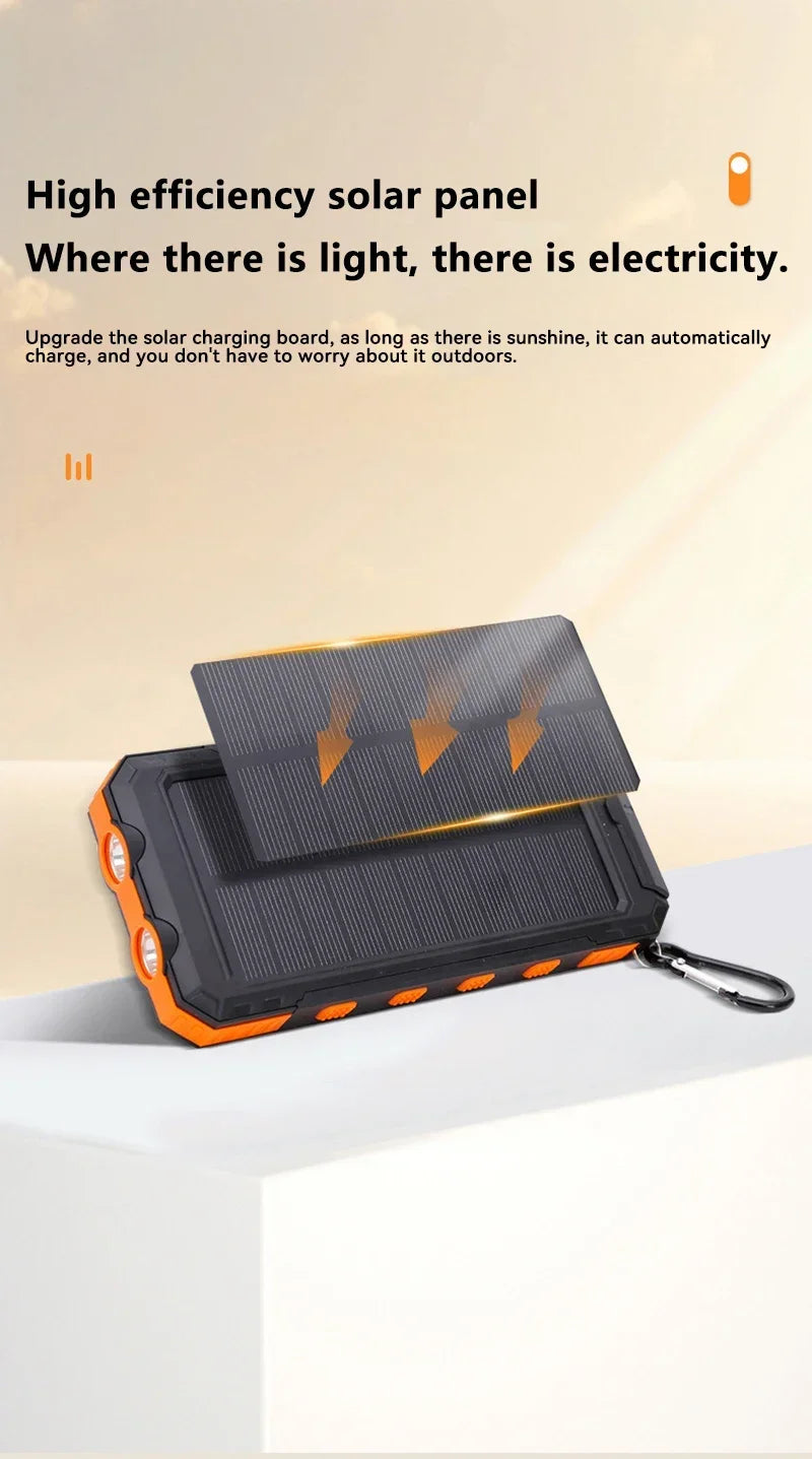 Xiaomi Solar Power Bank 50000mAh Portable Charging Poverbank External Battery Charger Strong Light LDE Light for iphone Huawei