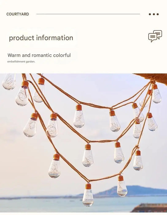 Solar Patio String Light 7m 16 Bulbs 8 Modes Fairy Light Outdoor Waterproof Lamp For Garden Fence Balcony Party Christmas Decor