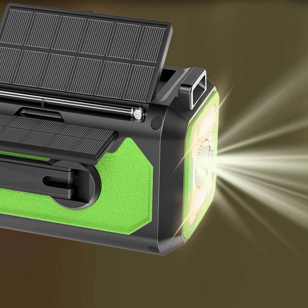 Solar Hand Crank 12000mAh Multifunction Emergency Weather Radio Reading Lamp Power Bank SOS Alarm Radio Receiver