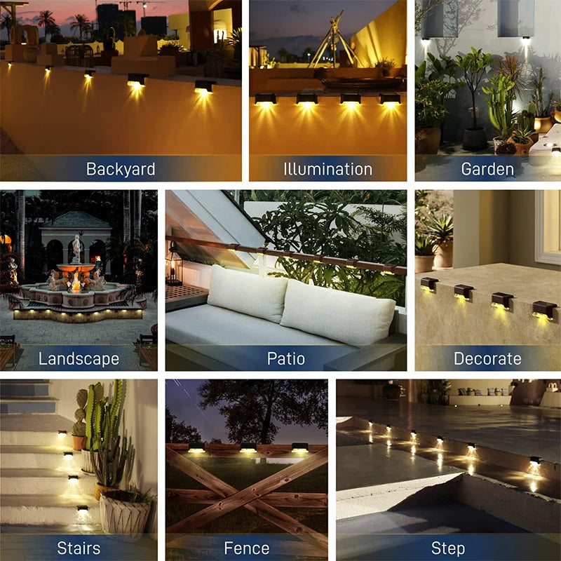 LED Solar Step Lamp Outdoor Path Stair Light Garden LED Lights Waterproof Balcony Light solar lights for garden Step Patio Fence