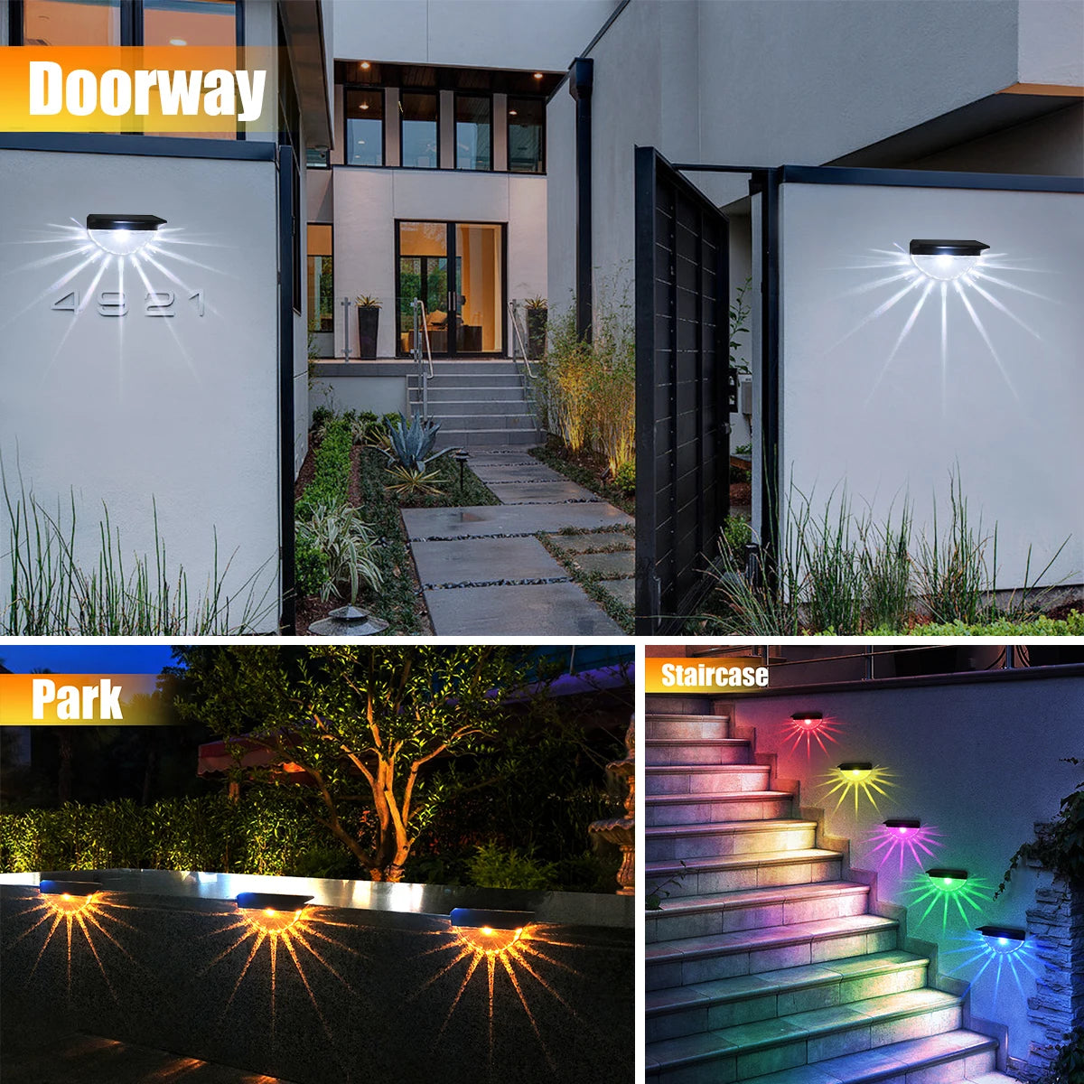 Solar Deck Lights Outdoor Waterproof LED Lights for Patio Stairs Yard Garden Pathway Step and Fences Warm White/Color Changing