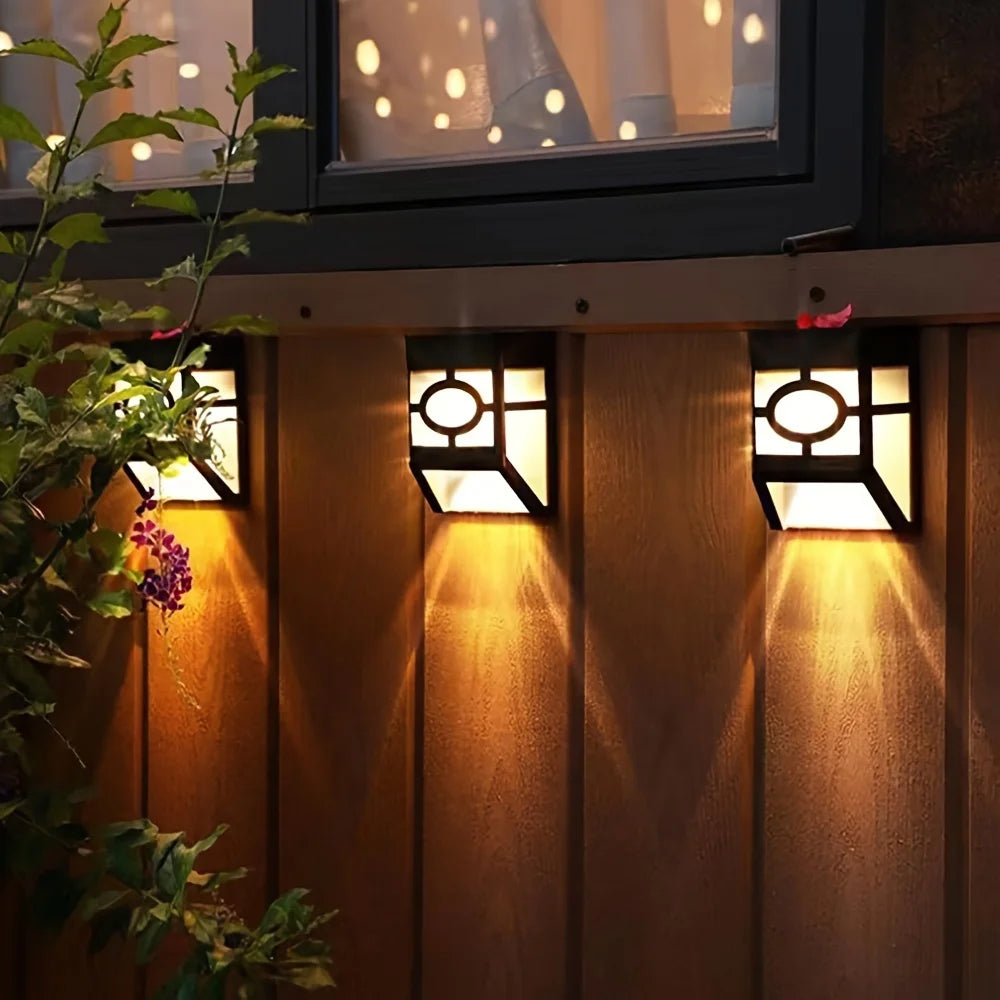 Three solar-powered step/staircase/fence lights, garden outdoor waterproof staircase lights and light control, solar deck lights