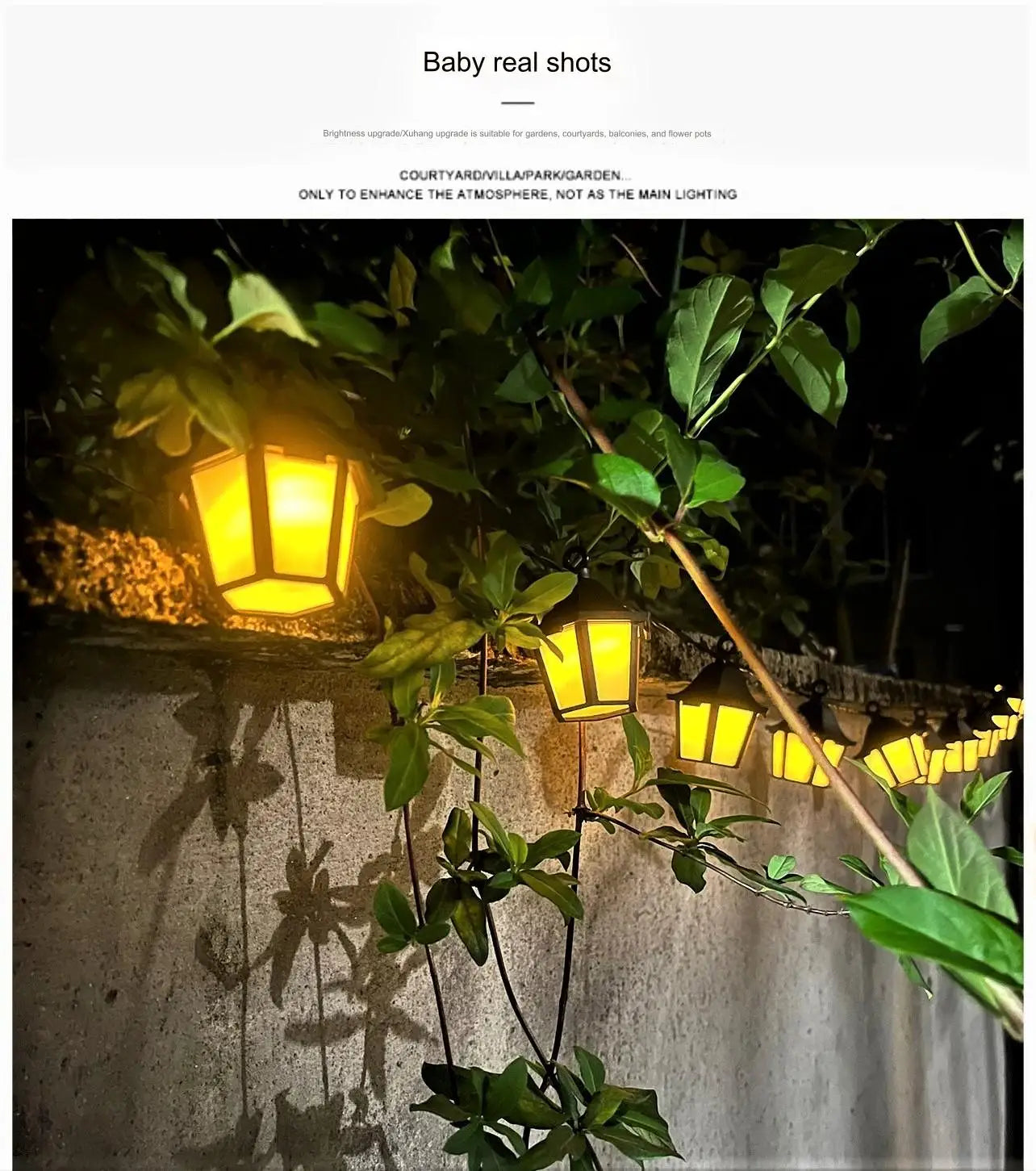 Outdoor Solar String Lights 5m 20 Lanterns Waterproof Decor Patio Lamp Christmas Backyard Deck Fence Courtyard Sun Fairy Light
