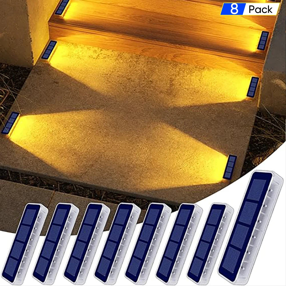 Solar Deck Lights Outdoor Waterproof LED Step Sidewalk Stair Garden Light IP68 Auto On/Off Solar Powered Dock Driveway Lighting