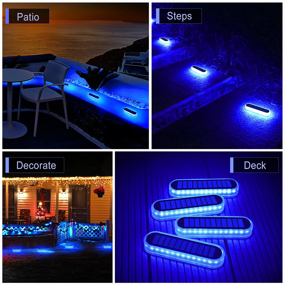 Solar Deck Lights IP68 Waterproof Outdoor Auto On/Off Lighting for Steps Docks Driveways Patios Fences - Solar Powered Lighting