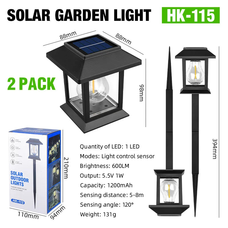 2 Pack Solar Pathway Light Outdoor Garden Lantern Waterproof Lighting Landscape Light Yard Patio Walkway Driveway Camping Decor