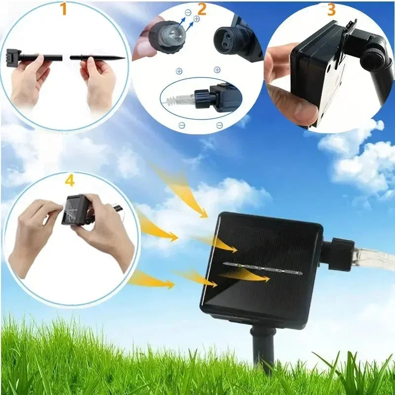 LED Meteor Shower String Light Christmas Wedding Party Solar Garland Lamp Summer Garden Decoration Festoon Solar Outdoor Lights
