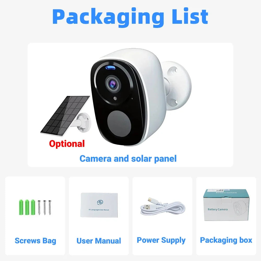 4G Solar Camera 5MP Wireless Outdoor Security Camera with Color Night Vision/Waterproof PIR Motion Alarm Solar/Battery Powered