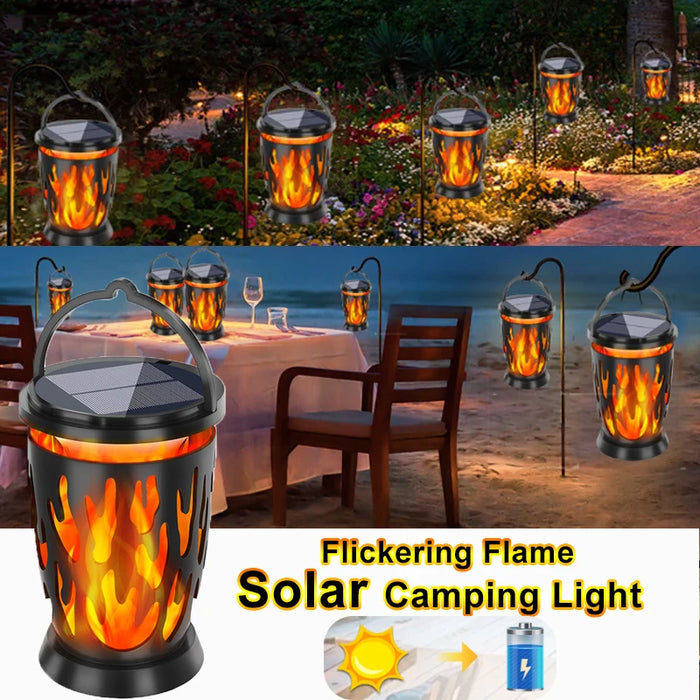 Hanging Solar Lanterns Lights Outdoor Flickering Flames Solar Landscape Light IP65 Waterproof for Courtyard Garden Camping Decor