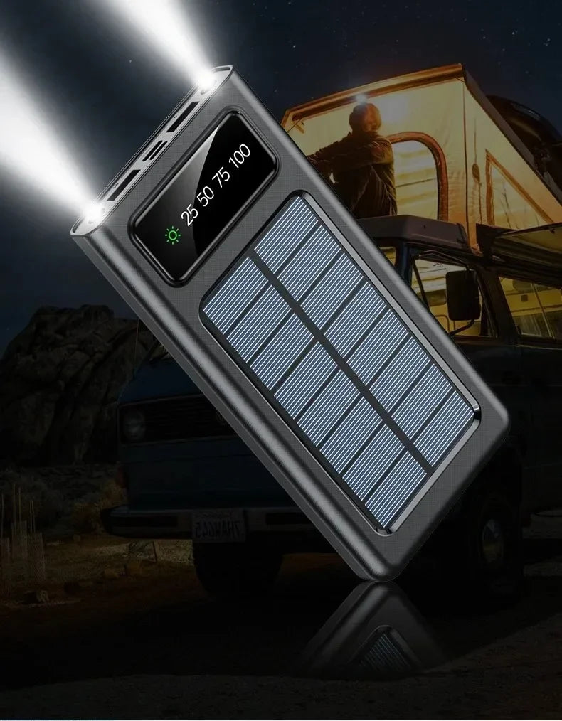 500000MAH 200000mAh 300000mAh Solar BCAK Power Bank, Convenient Ultra-thin Built-in Cable, Outdoor Camping Mobile Power Supply