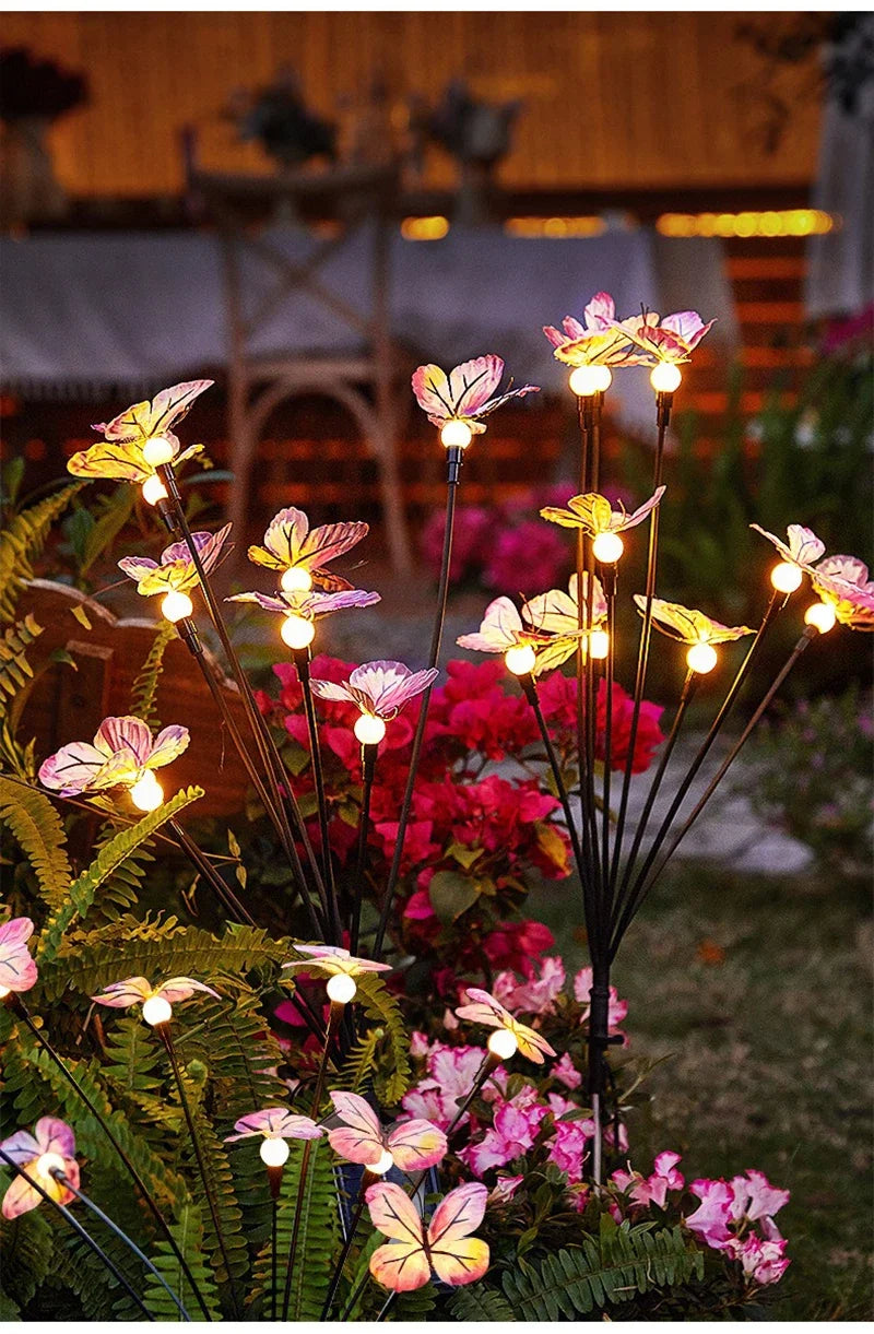 Solar Butterfly LED Fairy Lights Outdoor Waterproof Firefly String Lights For Garden Lawn Yard Decor Wedding Party Warm White
