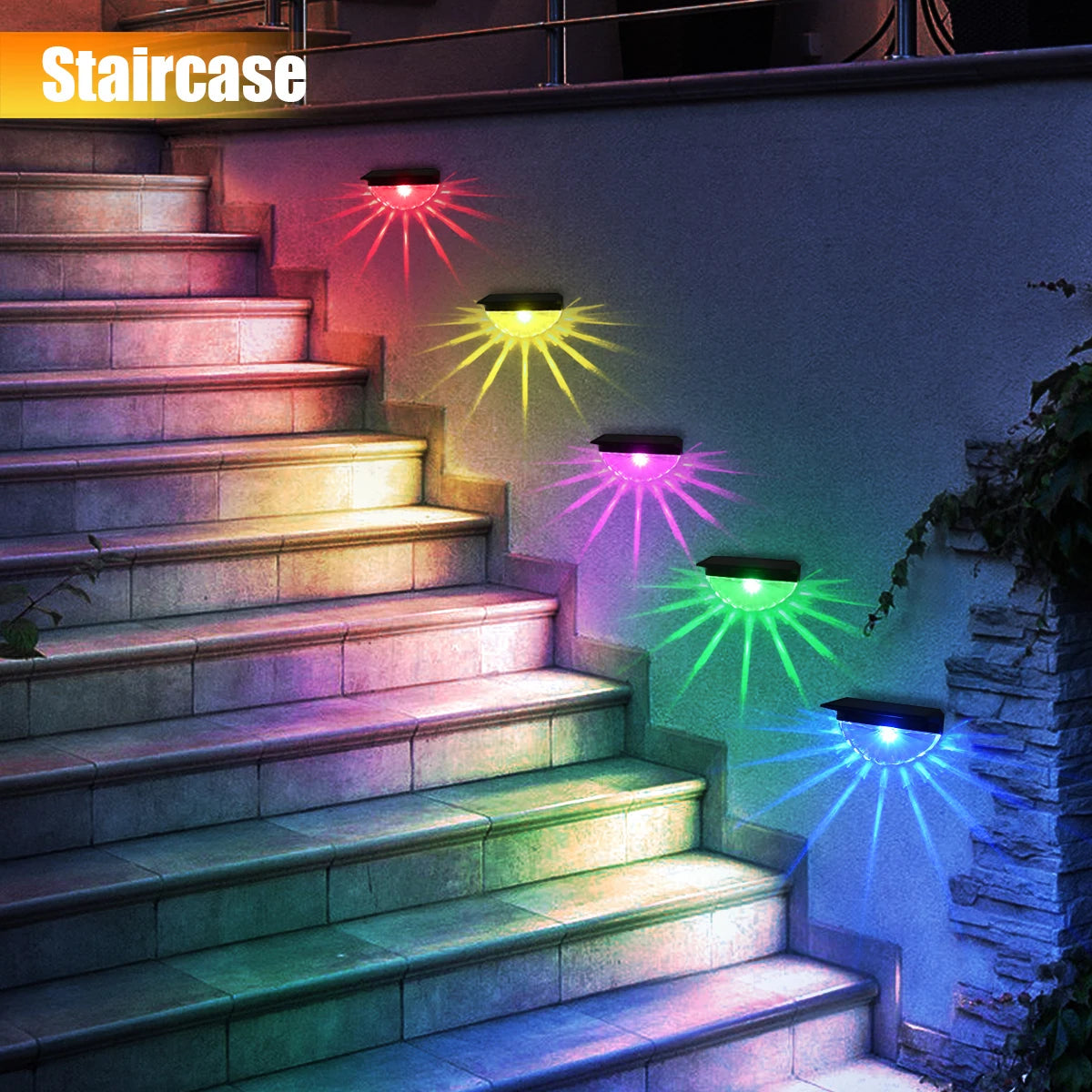 Solar Deck Lights Outdoor Waterproof LED Lights for Patio Stairs Yard Garden Pathway Step and Fences Warm White/Color Changing