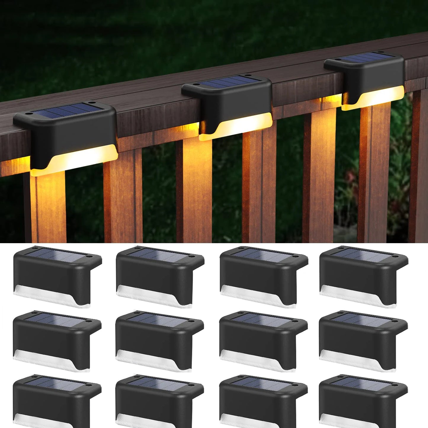 Solar Step Deck Fence Lights Outdoor Waterproof Led Path Light for Patio Stairs Garden Pathway Step Fences Outside Solar Lamp