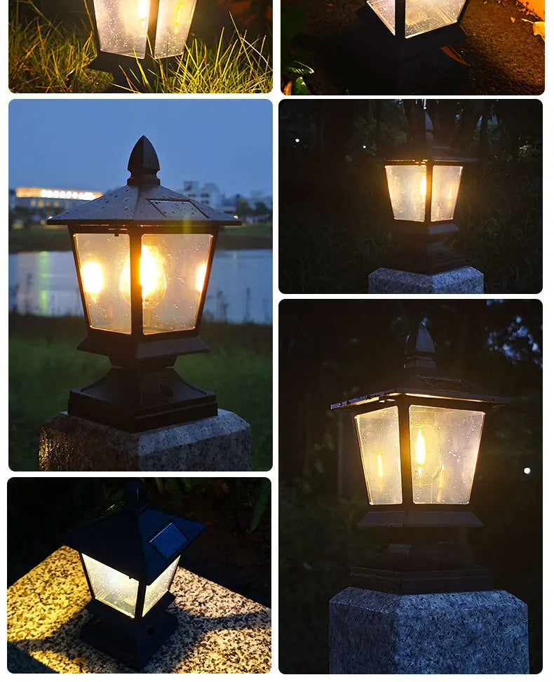 Waterproof Solar Garden Lights for Villas and Gardens with Pillar Head Light
