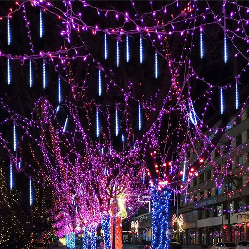 Solar LED String Lights 30CM Meteor Shower Fairy Garland Outdoor Garden Street Lamp Christmas Tree Decorations