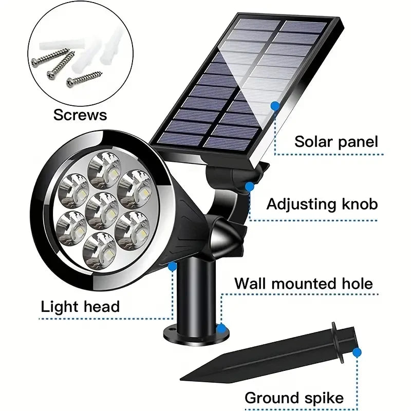 1pc 4/7/18/36LED Solar Spotlights Outdoor IP65 Waterproof Brightness Adjustable Spot Light for Garden Backyard Driveway Patio