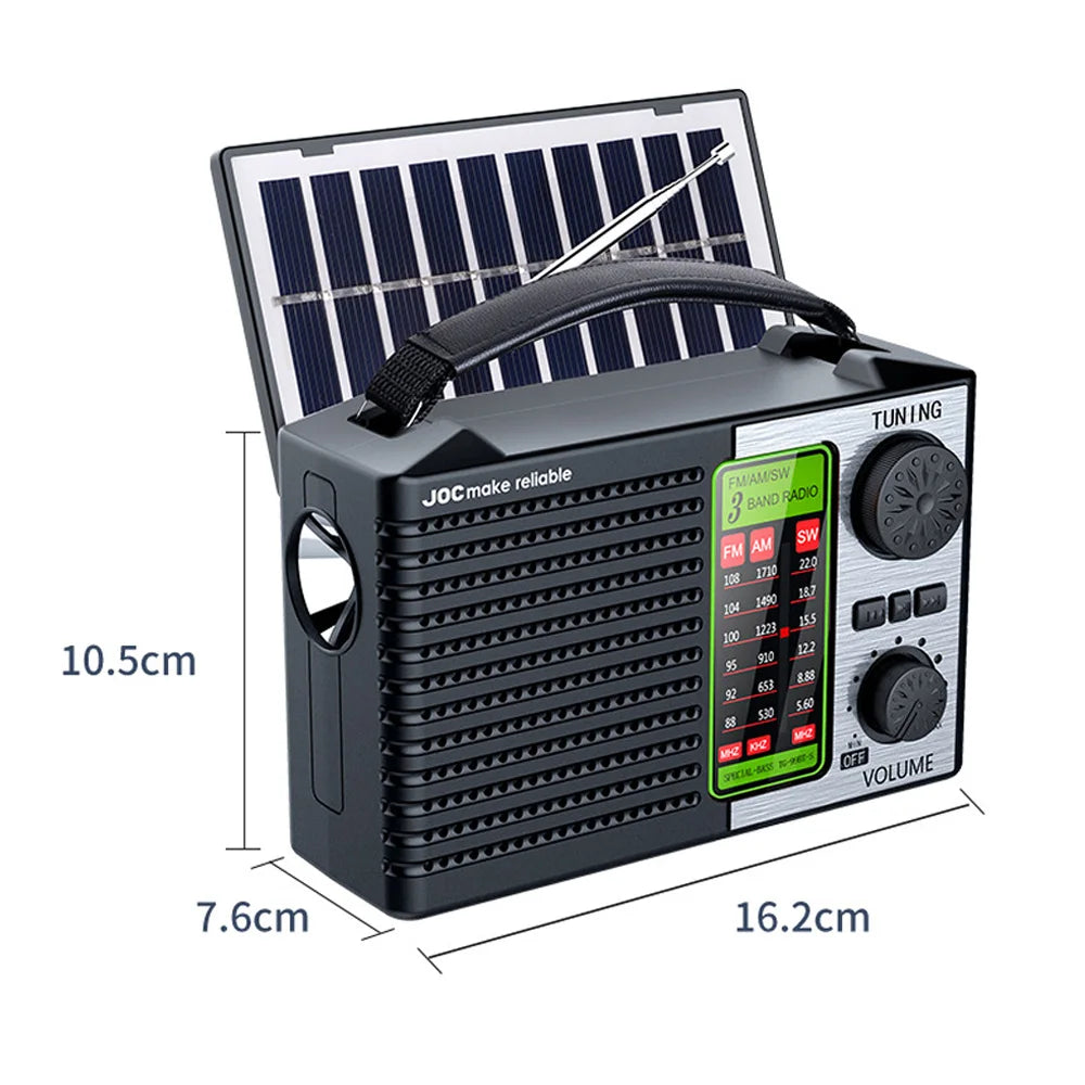 Portable FM AM SW Radio Rechargeable Outdoor Solar Full Band High Sensitivity Radio with LED Illumination and Wireless Speakers