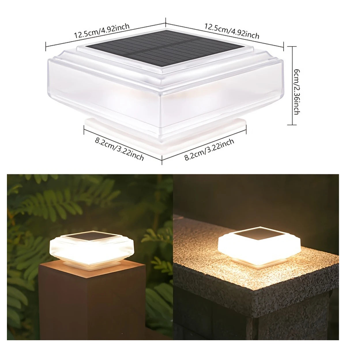 Led Solar Post Light Warm Pillar Lamp Rechargeable Outdoor With Lamps Landscape Garten Floor Panel Drop Lampe Powered Decoration