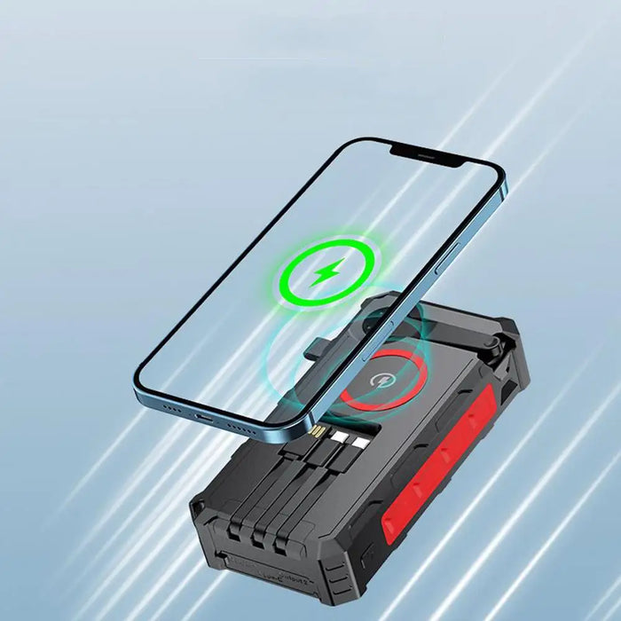 Solar Power Bank Hand-Cranked Battery Bank Charger With LED Light Foldable Powerbank Built-In SOS Alarm Function And Compass For