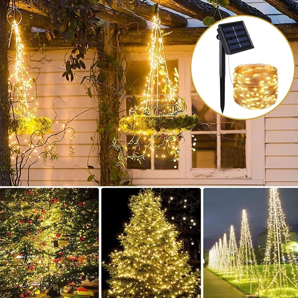 32M Solar String Fairy Lights Christmas Lights Outdoor Waterproof Garland Solar Power Lamp Christmas For Garden Decoration