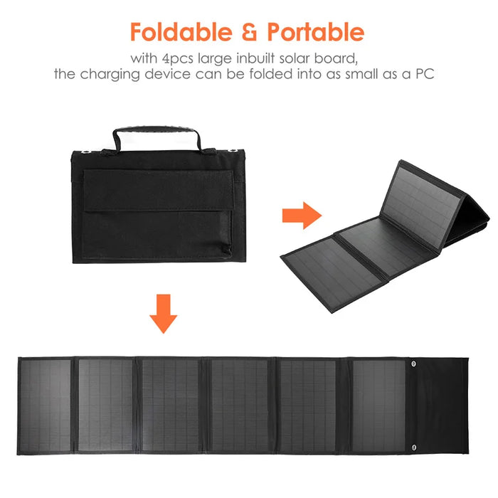 100W Foldable Solar Panel Portable Folding Bag USB+DC Output Solar Charger Outdoor Power Supply for Mobile Phone Power Generator