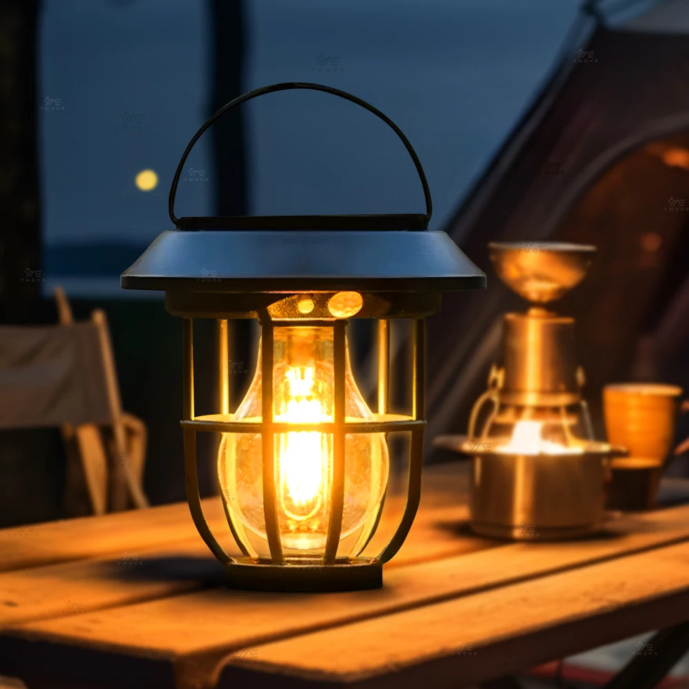 1200LM Warm Solar Camping Lights Lawn Lights Wall Lamps Solar Outdoor Lights Courtyard Garden Decoration Night Light Mood lights