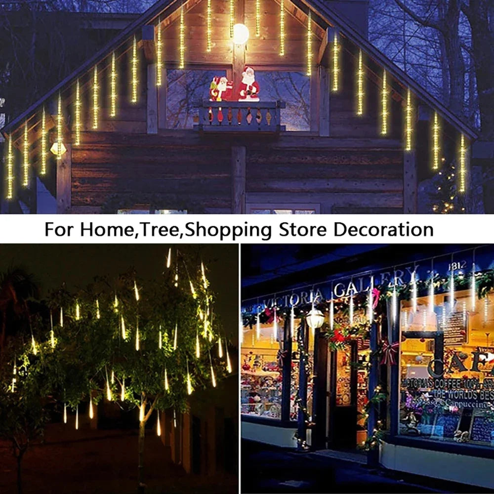30/50cm Solar LED Meteor Shower Light Holiday String Light Waterproof Fairy Garden Decor Outdoor Led Street Garland Christmas