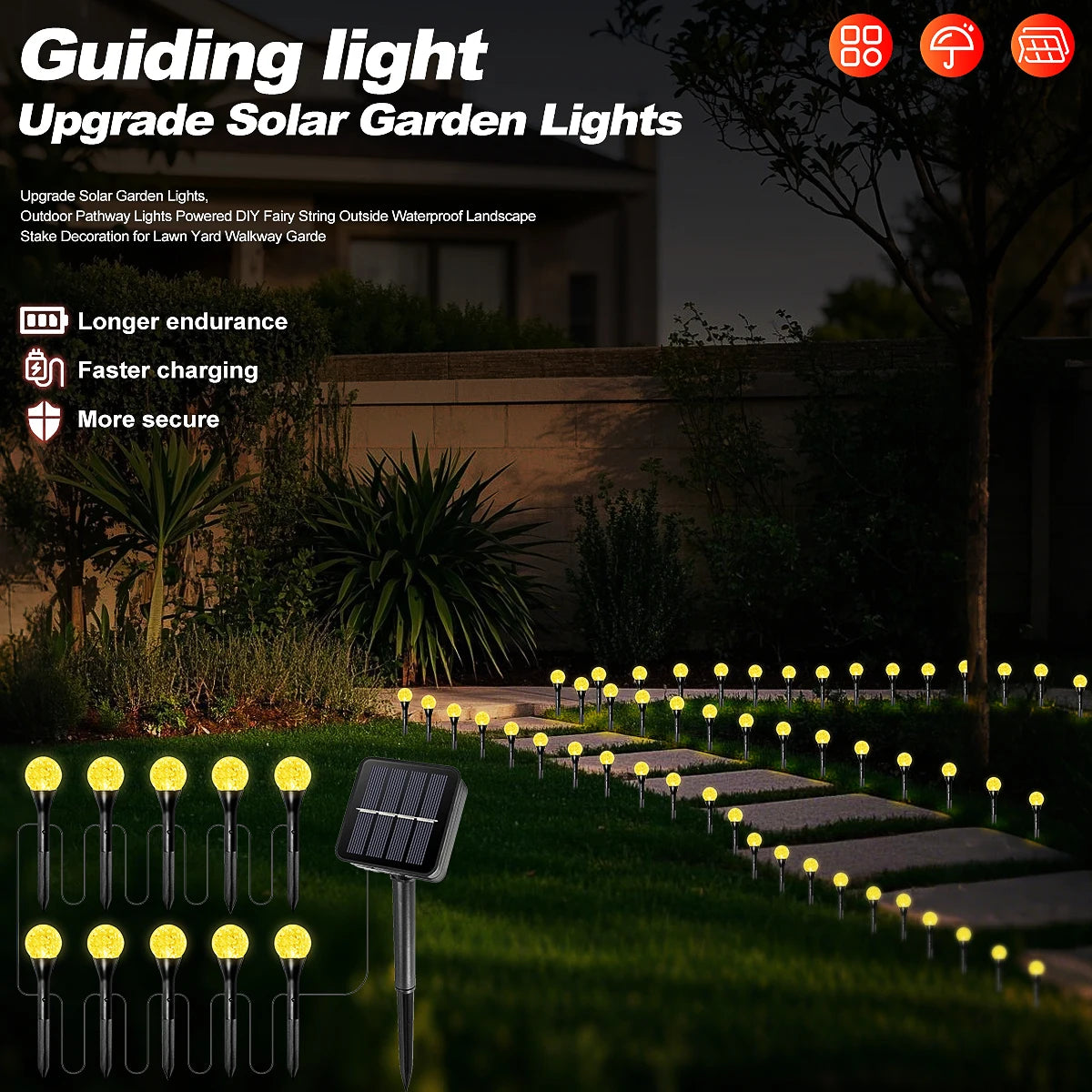 Solar Bubble Ball Pathway Lights Outdoor Waterproof Lawn Light Solar Garden Pilot Light String for Lawn Yard Road Decor Lighting