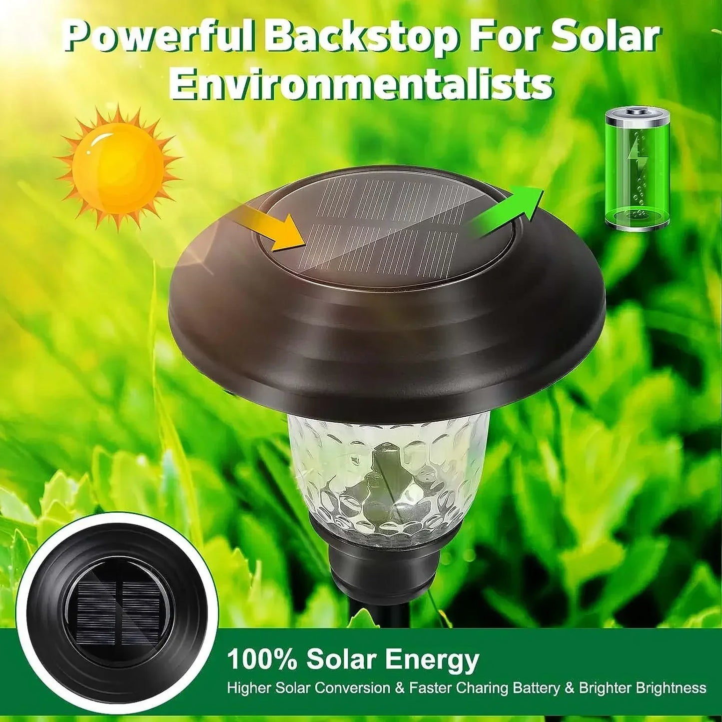 Solar Pathway Lights Outdoor Waterproof Bright Monocrystalline Silicon Garden Decora Light LED Landscape Lamp for Yard Fenced