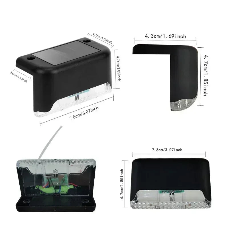 Outdoor 4PCS Solar LED Wall Light for Deck Step Railing Patio Stair Yard Garden Flower Bed Holiday Decoration Solar Deck Light
