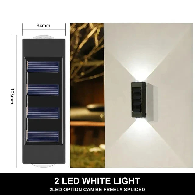 Christmas10/8/6/4LED Solar Wall Lamp Outdoor Waterproof Up and Down Luminous Lighting for Garden Fence Decoration Sunlight Light