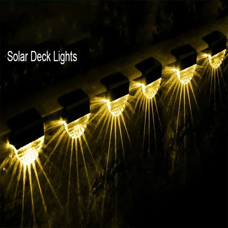 Solar Deck Lights Fence Lights Outdoor Step Lights Waterproof Solar Lights for Railing Stairs Step Fence Yard Patio and Pathway