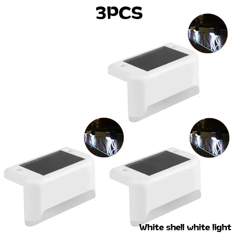 Solar Powered Step Lights Outdoor Courtyard Lights Fence Pole Lights Step Lights Decorative Landscape Lights Wall Fence Lights