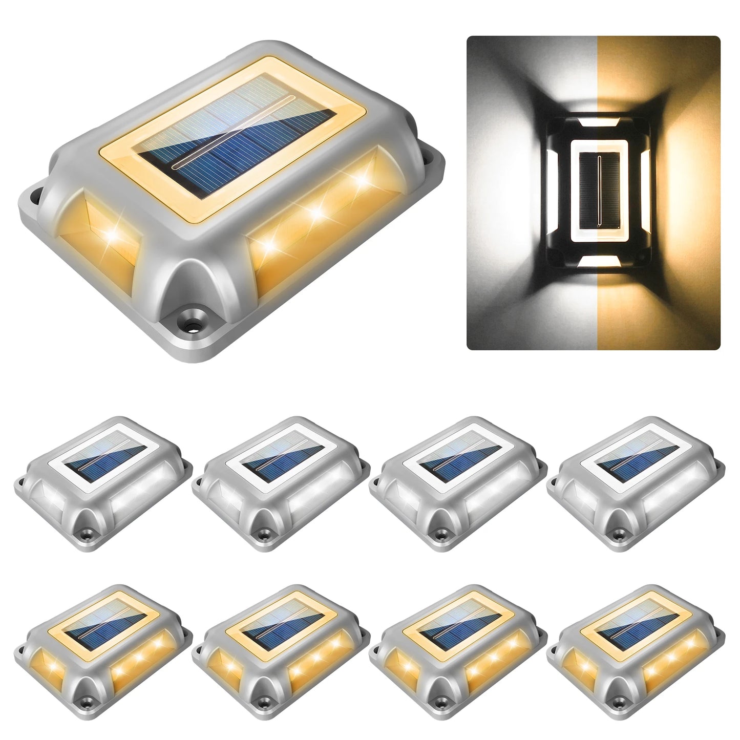 1pc 6LED Outdoor Deck Lights Solar Garden Step Lighting IP65 Waterproof For Stairs Patio Pathway Yard Fence Wall Lamp