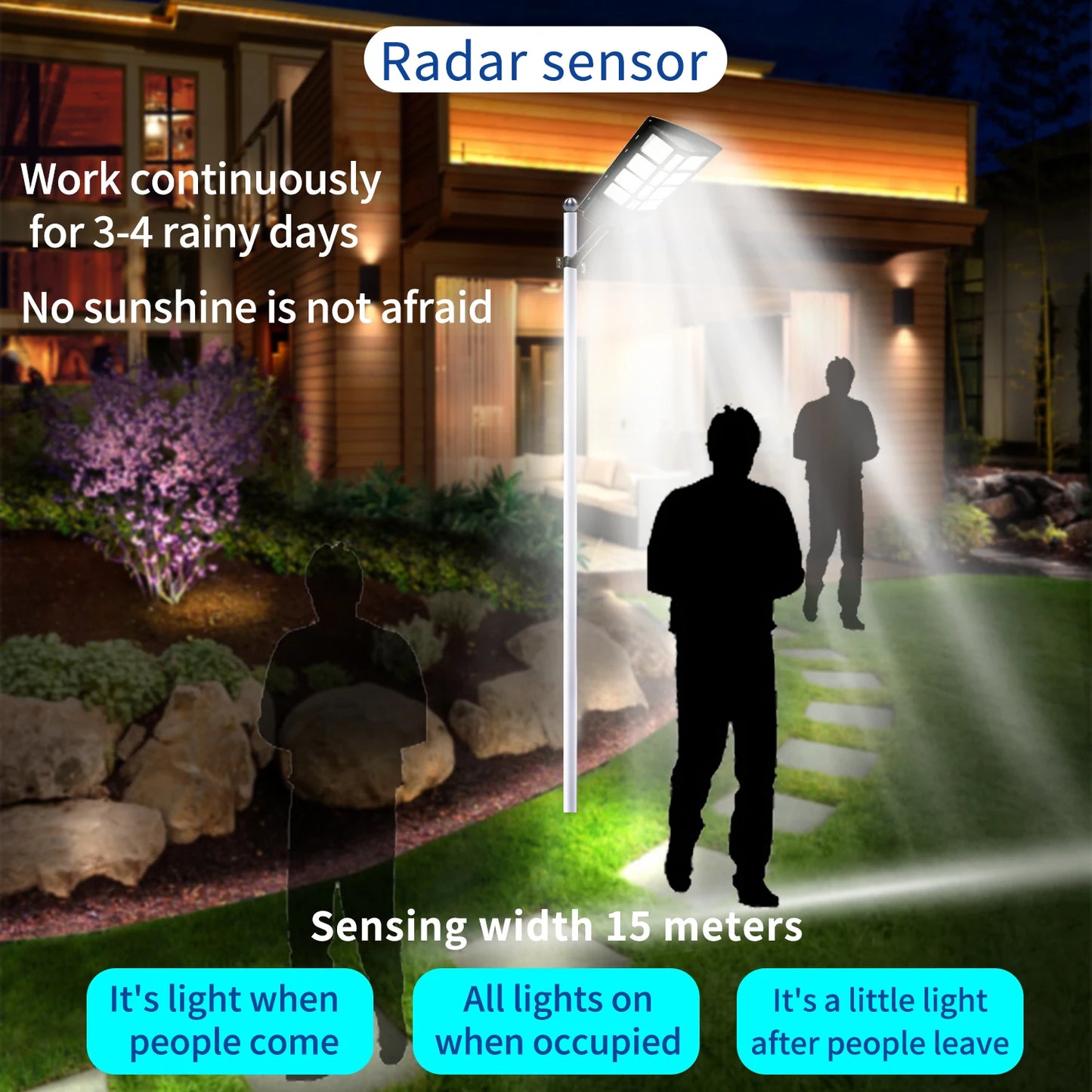 2025 New Solar Street Light 300W Waterproof IP65 Outdoor Motion Sensor LED Lamp with Remote Control for Garden Yard Pathway