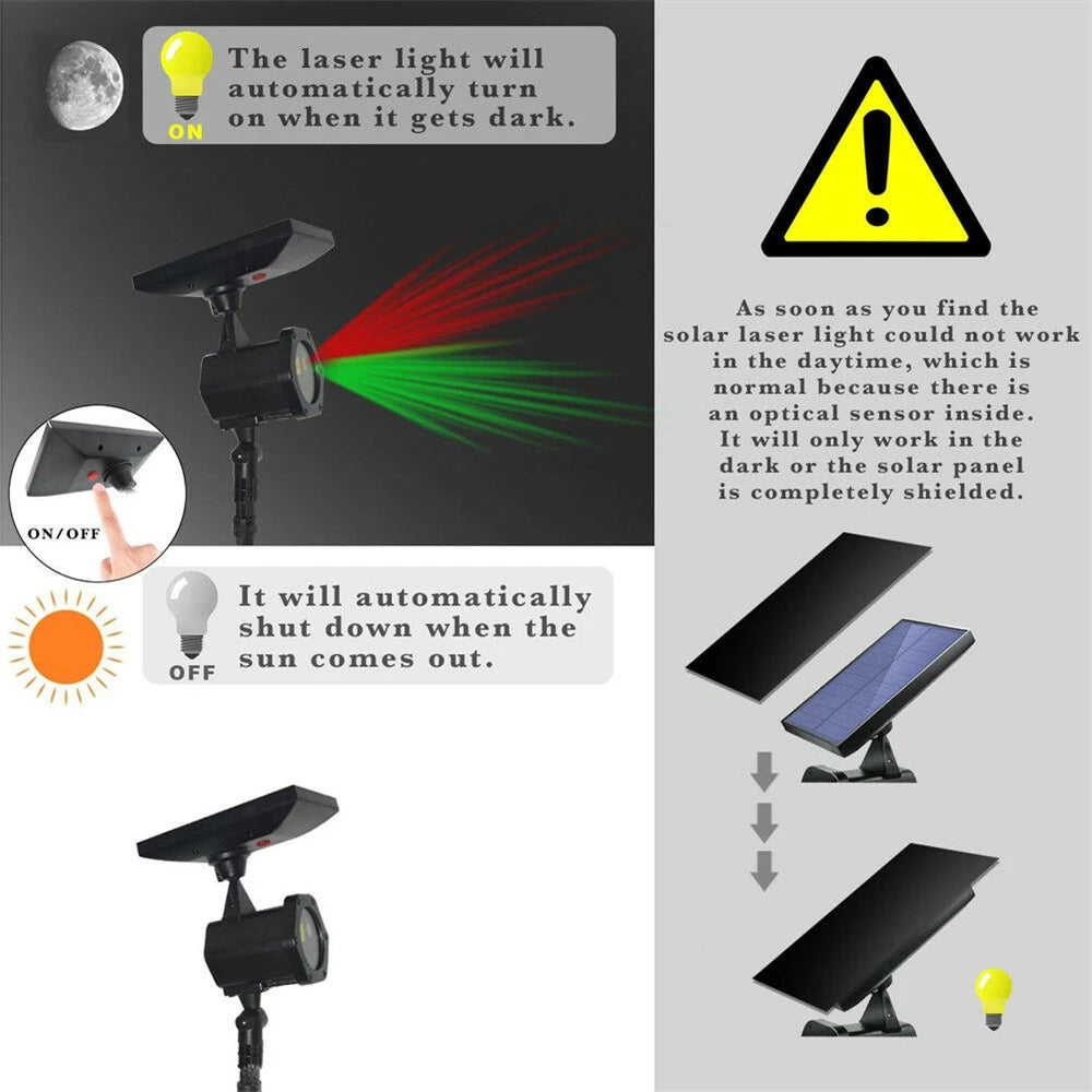 Solar Christmas Projection Light Outdoor Waterproof Lawn Light Dynamic Christmas Solar Powered LED Starry Star Projection Lamps