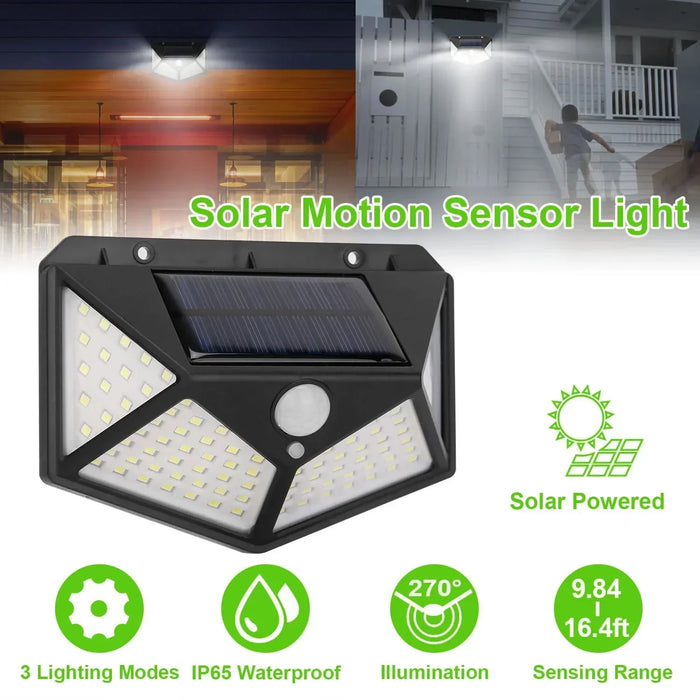 Solar Wall Lamp Outdoor 100LED Lampwaterproof Motion Sensor Solar Powered Sunlight Street Lamp Garden Railing Decorative Lamp