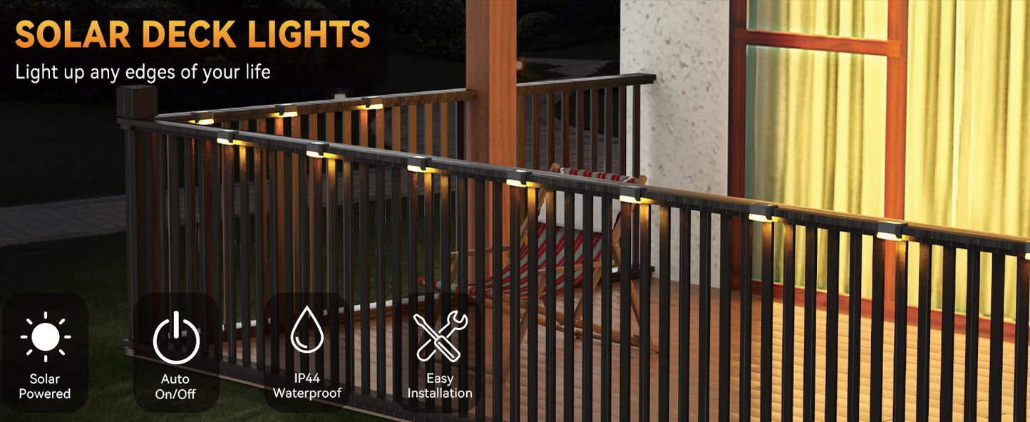 Solar Step Deck Fence Lights Outdoor Waterproof Led Path Light for Patio Stairs Garden Pathway Step Fences Outside Solar Lamp