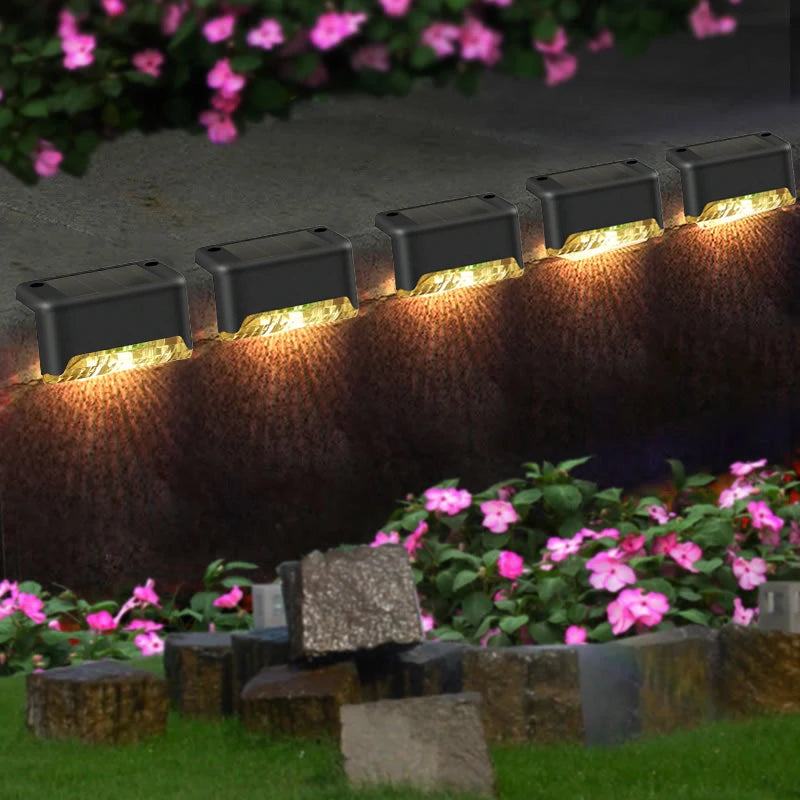 4 Pack Solar Wall Lights for Deck Step Railing Patio Stair Yard Garden Decoration Solar LED Light Outdoor Holiday Lighting