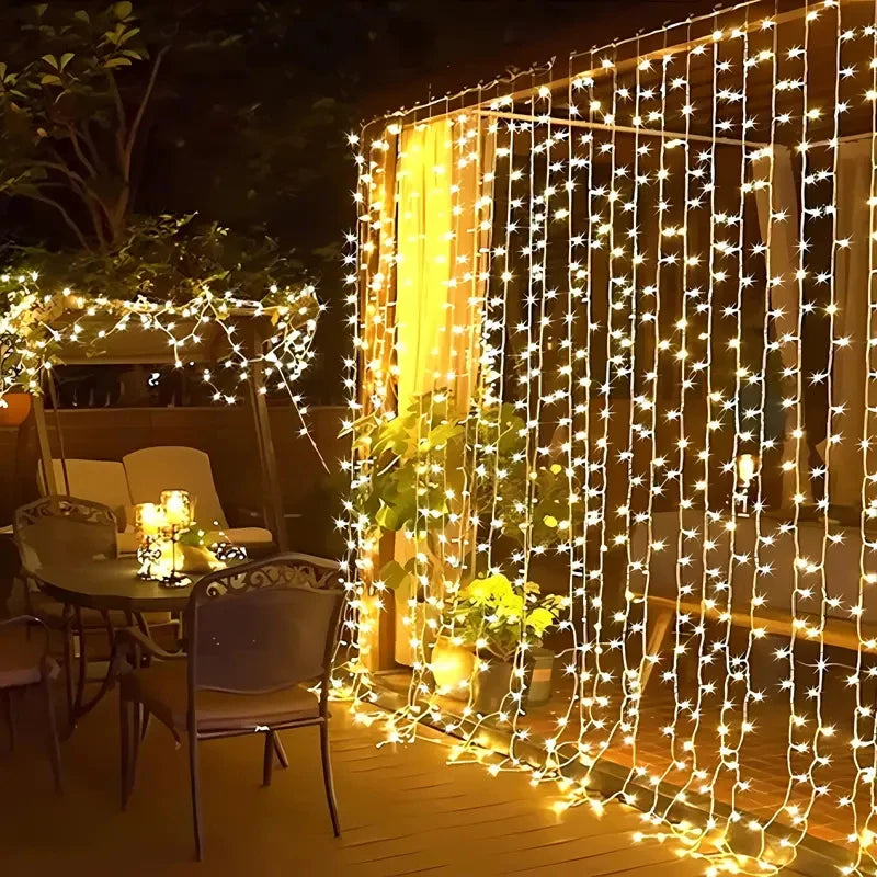 6M/3M LED Curtain Fairy Lights,8 Lighting Modes,Outdoor/Indoor Decoration for Christmas Wedding Party,Garden,Living Room,Bedroom