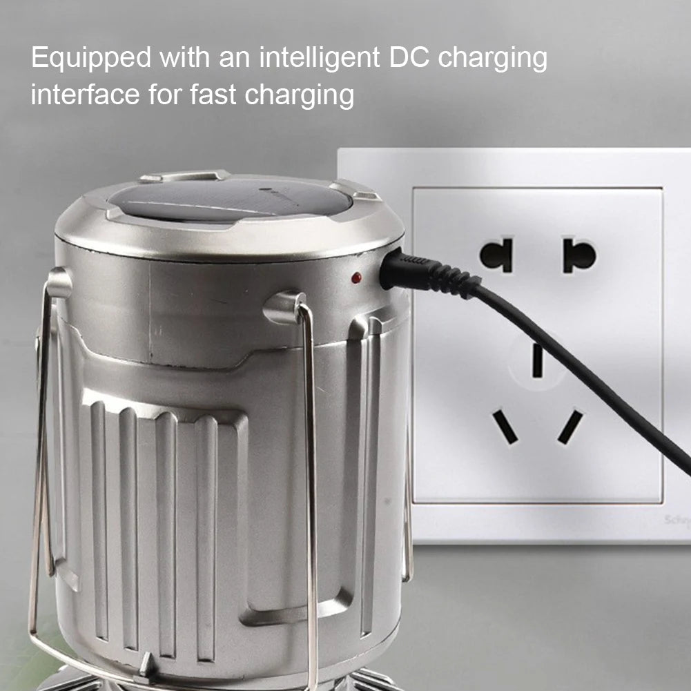 Solar Camping Lantern with Fan Rechargeable LED Lantern Multifunctional Camp Lamp for Power Outages Hiking