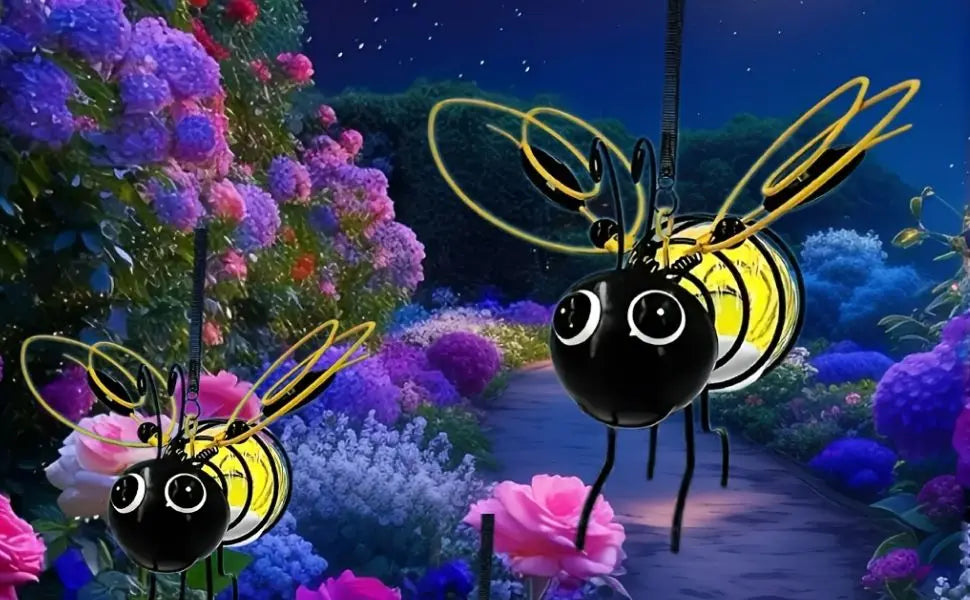 Solar Bees Lights Outdoor 2025 , Christmas, Yard, Patio, Porch (yellow-2pcs)