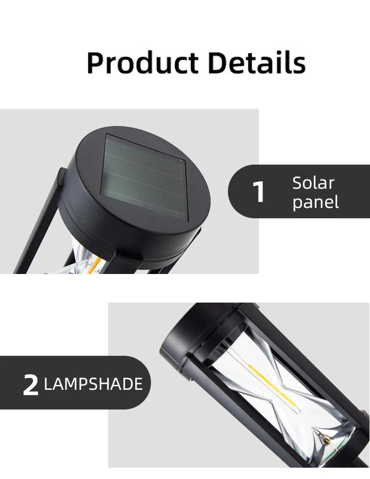 2PCS Solar Pathway Warm Lights Outdoor Waterproof Solar Powered Garden for Walkway Yard Backyard Landscape Lighting Decorative