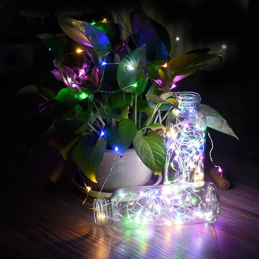 10/20LEDs Solar Wine Bottle String Light Solar Copper Wire Fairy Lights Cork Shape Christmas Lamp For Wedding Party Garden Decor