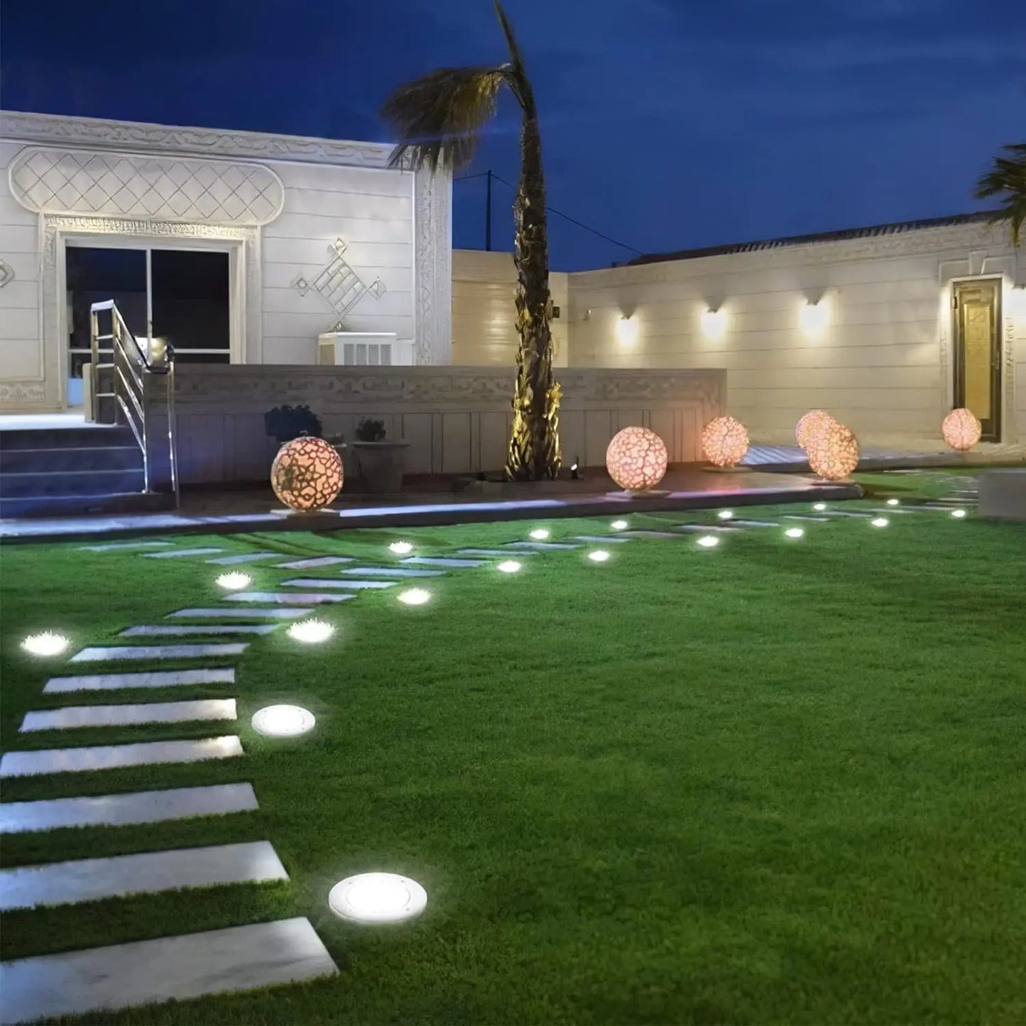 Solar Ground Lights Outdoor Decorations, 12LED Solar Garden Lights Waterproof, Solar Disk Lights for Yard, Pathway, Lawn, Patio
