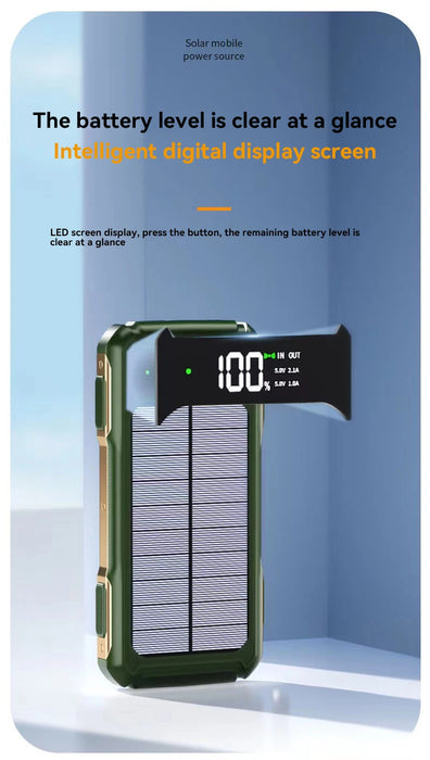 4-in-1 Solar Power Bank Built-in-cables 100000mAh High Capacity Charger Fast Charging Intelligent Digital Display Battery 2025